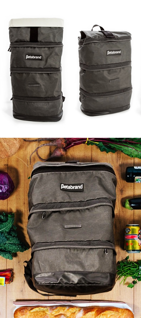 Grocery backpack! With compartments to divide things, so easy to carry. Brilliant! Love! #product_design