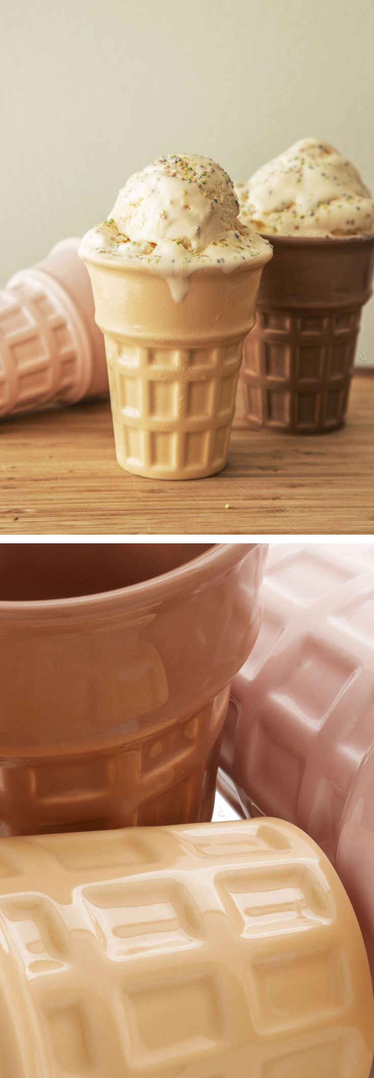 Waffle ceramic ice cream set - gluten free, haha! #product_design