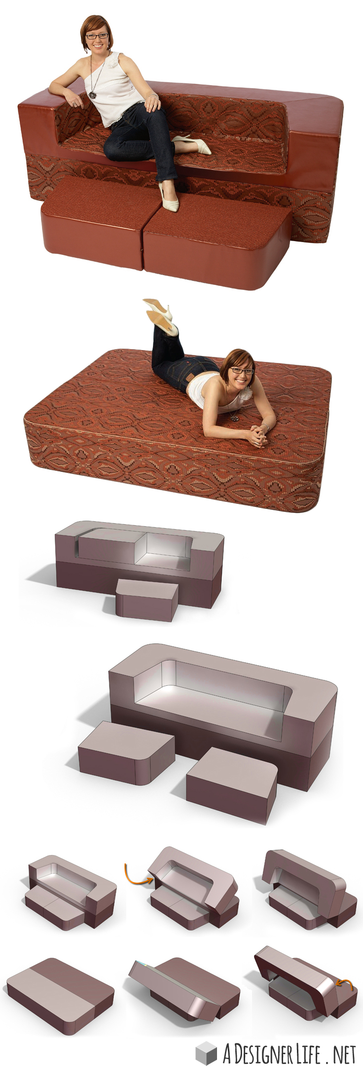This convertible sofa creates a double bed in 3 seconds - brilliant! #product_design