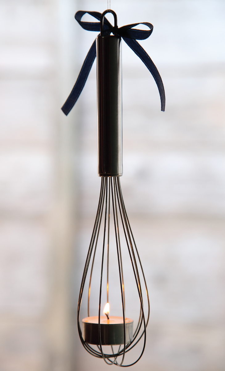 DIY hanging whisk tea light candle holder votive