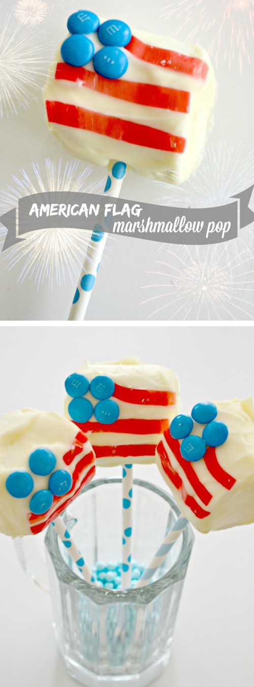 Cute American flag marshmallow pop for 4th July or Memorial Day holiday menu