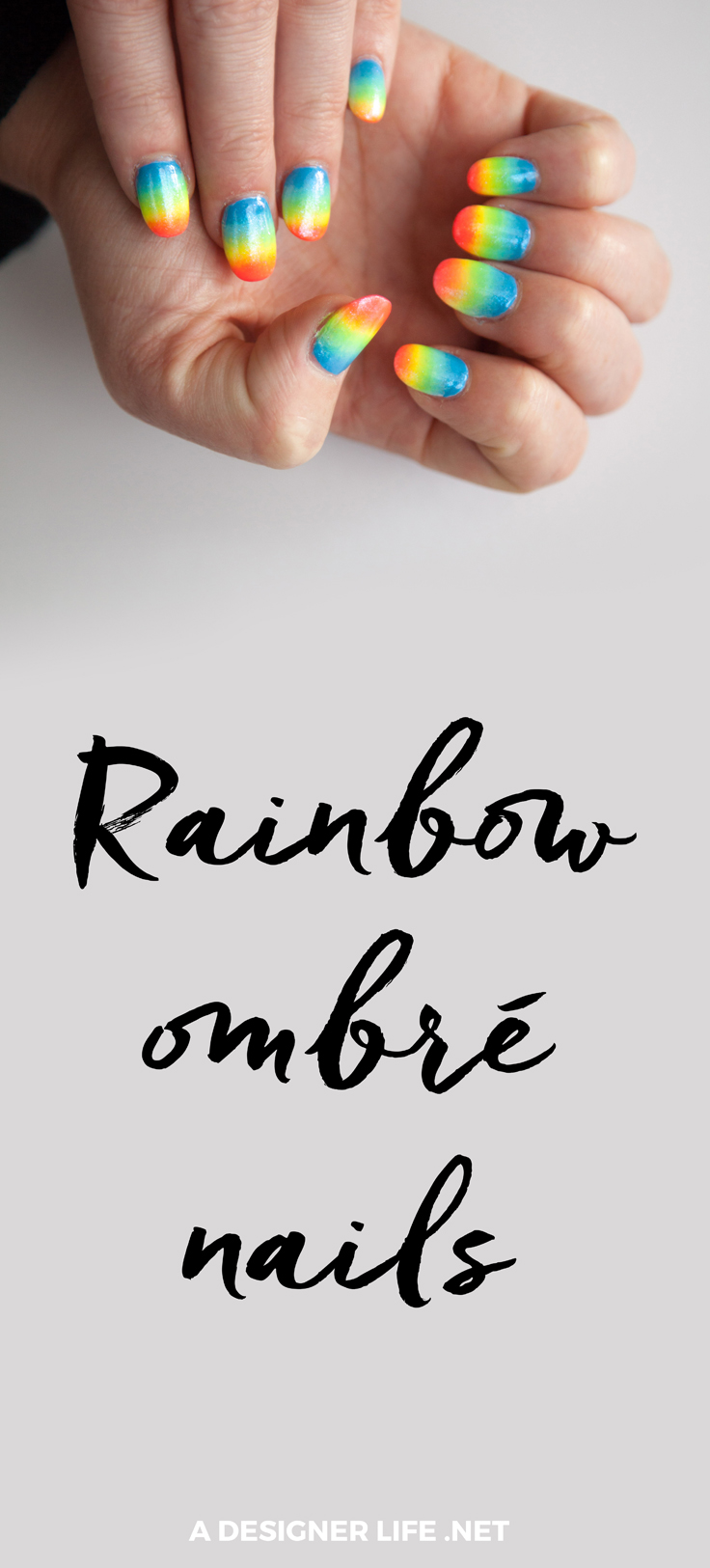 Super fun rainbow ombre nails