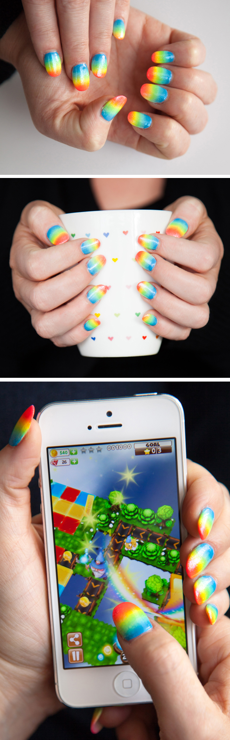 Click through for how-to tutorial video! I love these super cute rainbow ombre nails inspired by the launch of Puzzle Wiz colour matching game. It's so much fun!
