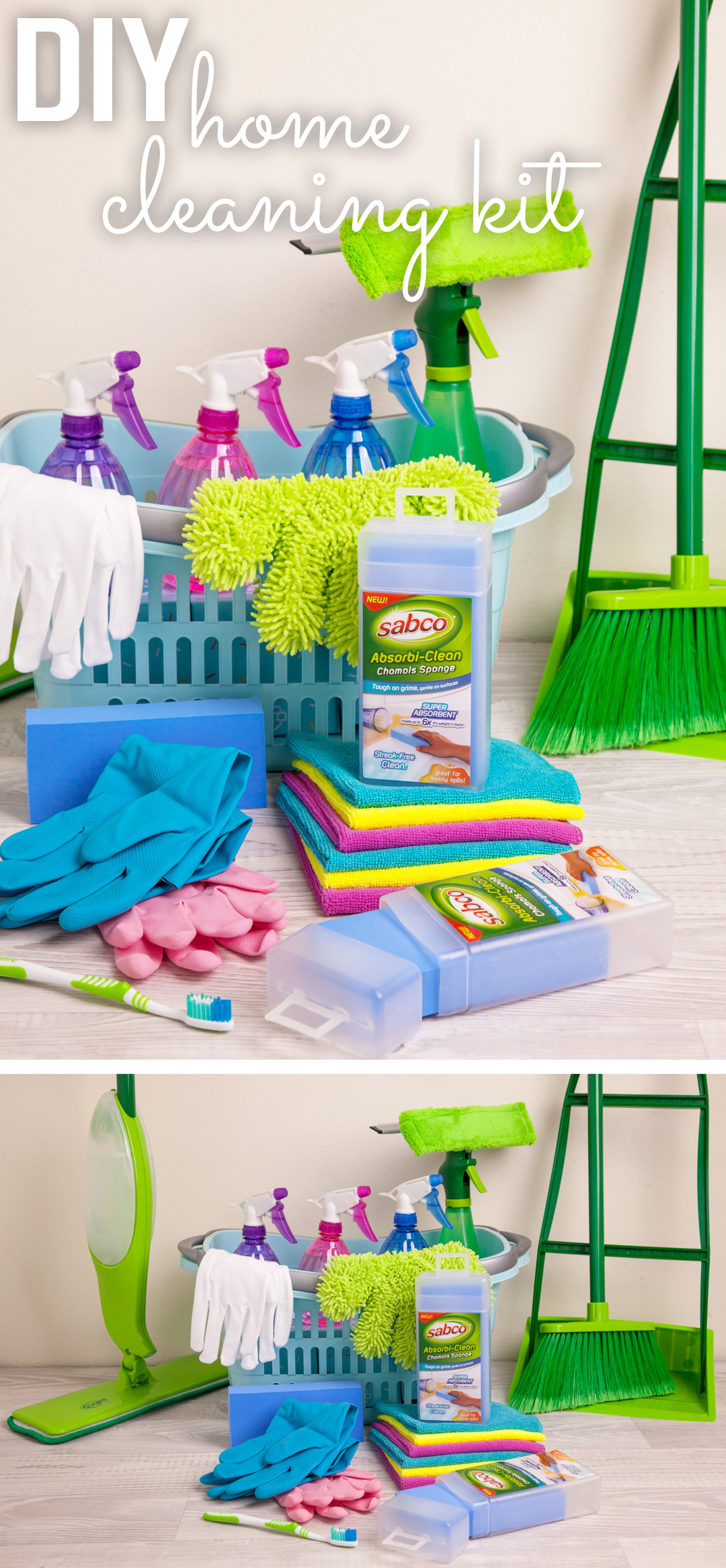Put together this handy DIY home cleaning kit with all the essentials in the one place! Helps you to keep a cleaner, tidier, happier home.