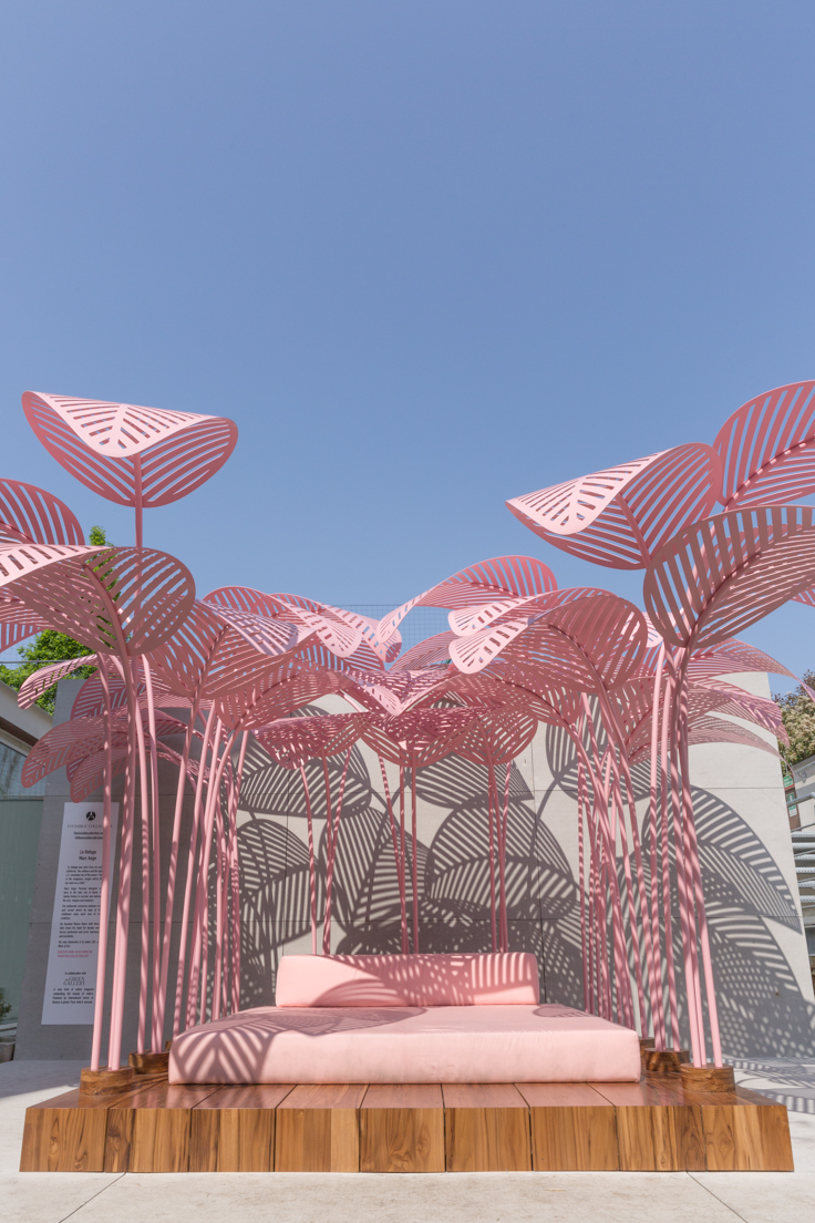 La Refuge - the most Instagrammed object at Milan Design Week | Le Refuge, a pink, jungle-like daybed designed by Parisian/Italian artist and designer Marc Ange at the Wallpaper* Handmade exhibition space in collaboration with The Invisible Collection and Green Gallery
