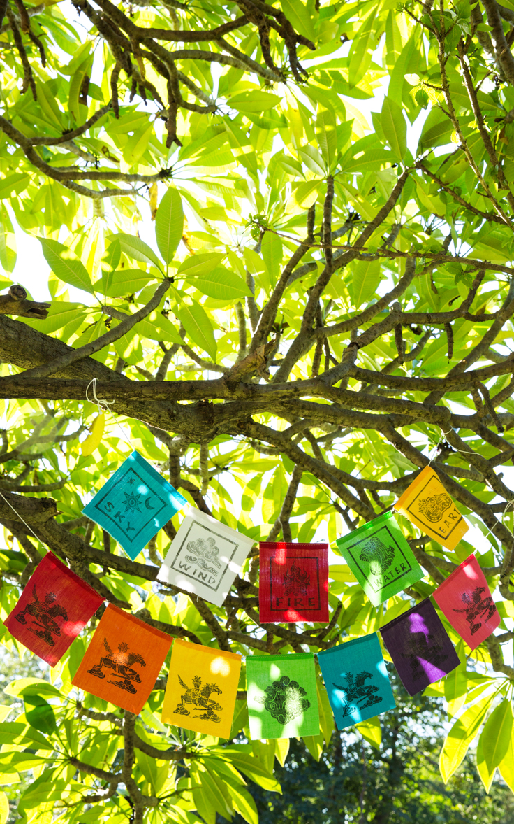 Modern Tibetan Prayer flags by Little Himalayan add a splash of rainbow colour to your garden, patio, balcony or children's room