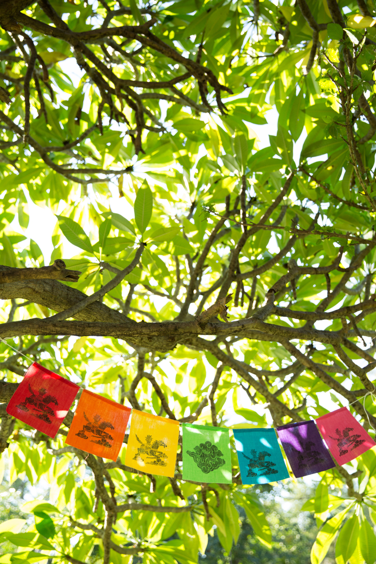 Modern Tibetan Prayer flags by Little Himalayan add a splash of rainbow colour to your garden, patio, balcony or children's room