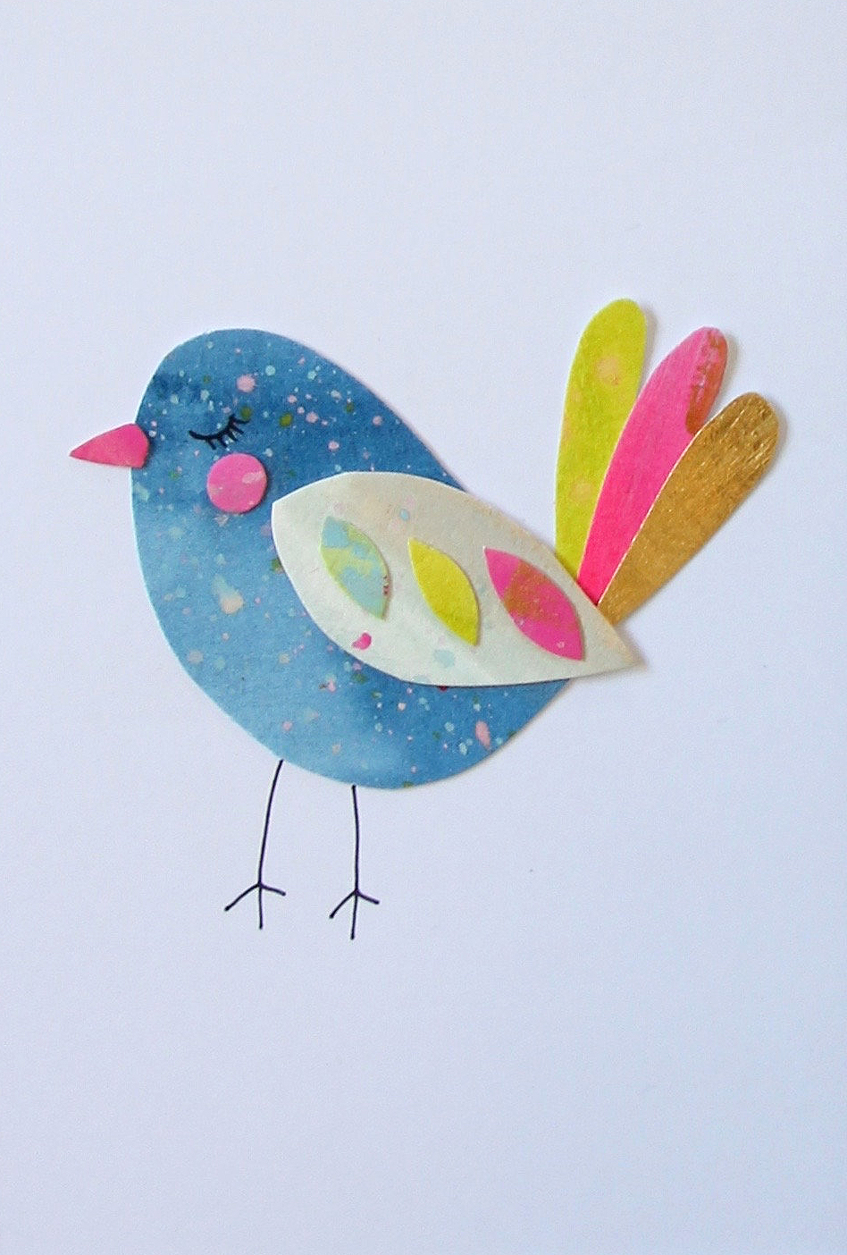 Handmade abstract watercolour bluebird robin art | Paper Feathers Studio on Etsy