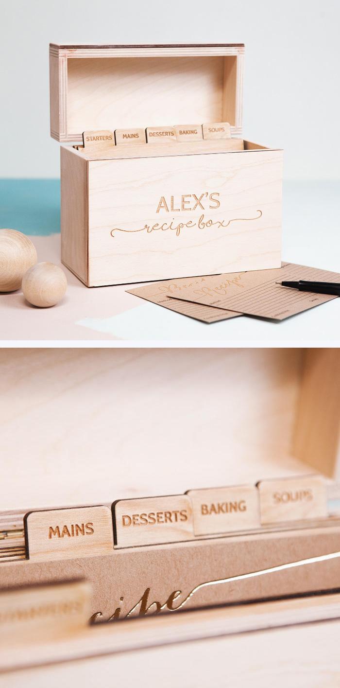 Personalised Wooden Recipe Box for the Foodie Mum Gift | Clouds and Currents on Etsy
