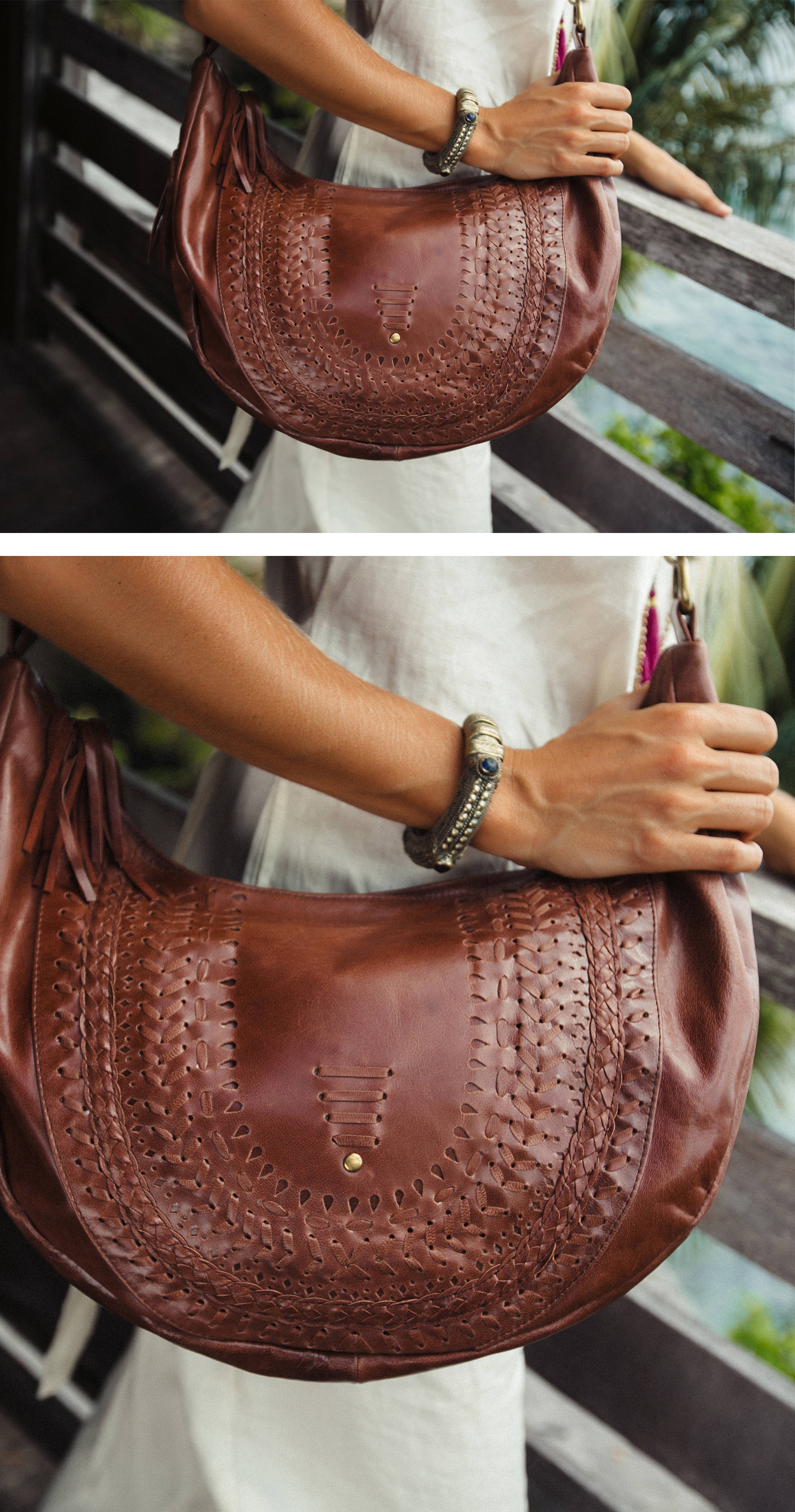 Brown leather crossbody shoulder bag purse | Bali Elf on Etsy