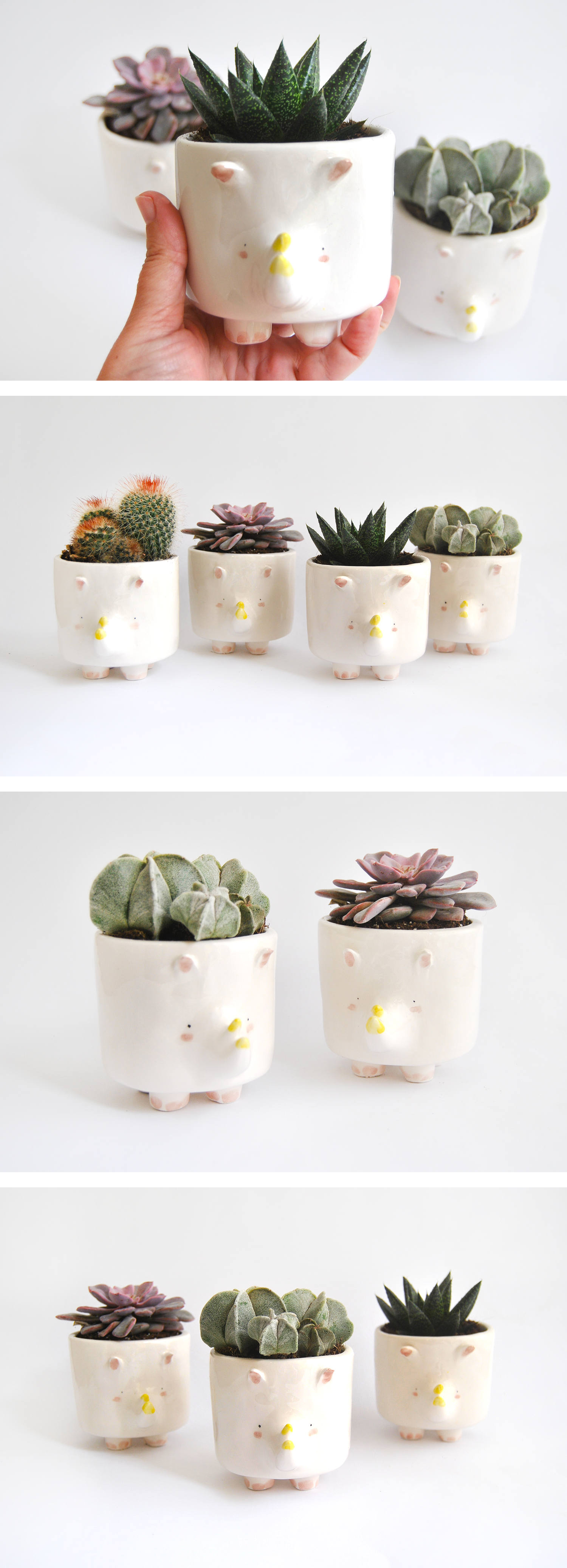 Cute Chubby Ceramic Rhino Flowerpot Planter | Barruntando on Etsy